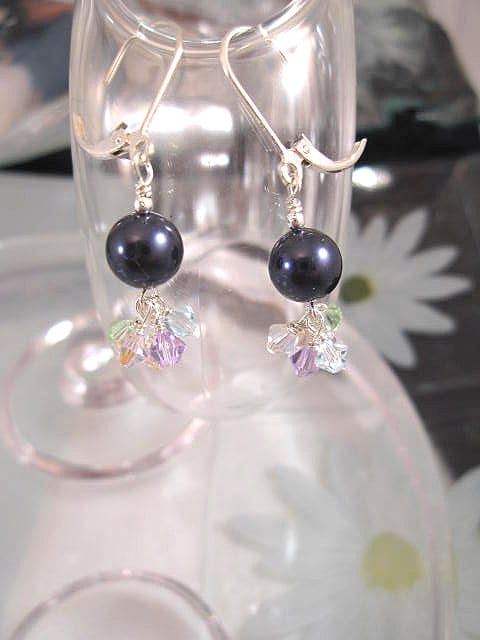 Swarovskipärlor o Swarovskikristaller örhängen - Multifärg/Klase/Marinblå