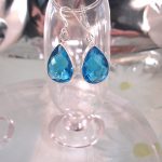 Topas kvarts örhängen - Fasett/Droppe/blå