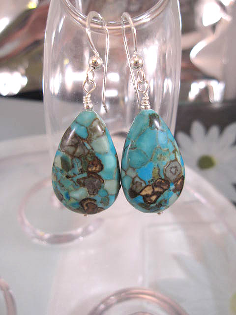 Turkoser örhängen - Droppe/Melerade