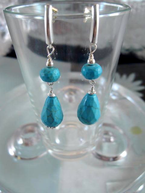 Turkoser örhängen - Fasett/Droppe/Rondell/Studs