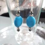 Turkoser o Hematit örhängen - Oval/Blå