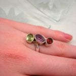 Ametist, Granat, Peridot ring - Fasett/Oval/Multisten