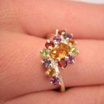 Citrin, Ametist, Granat, Iolit o Peridot ring - Fasett/Multisten