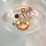 Citrin ring med Ametist, Granat, Topas, Citrin - Fasett/Oval/Rund