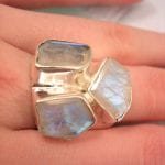 Månsten ring - Fasett/Kanter/XL