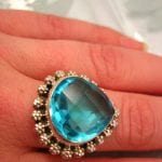 Topas Kvarts ring - Turkos/Fasett/Droppe