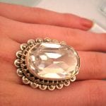 Topas ring - Vit/Fasett/Oval