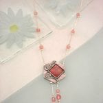 Silver halsband med Körsbärskvarts - Fasett/Kant