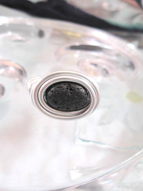 Aluminium o Lava ring 3 - Oval/Inlindad/Svart/Justerbar